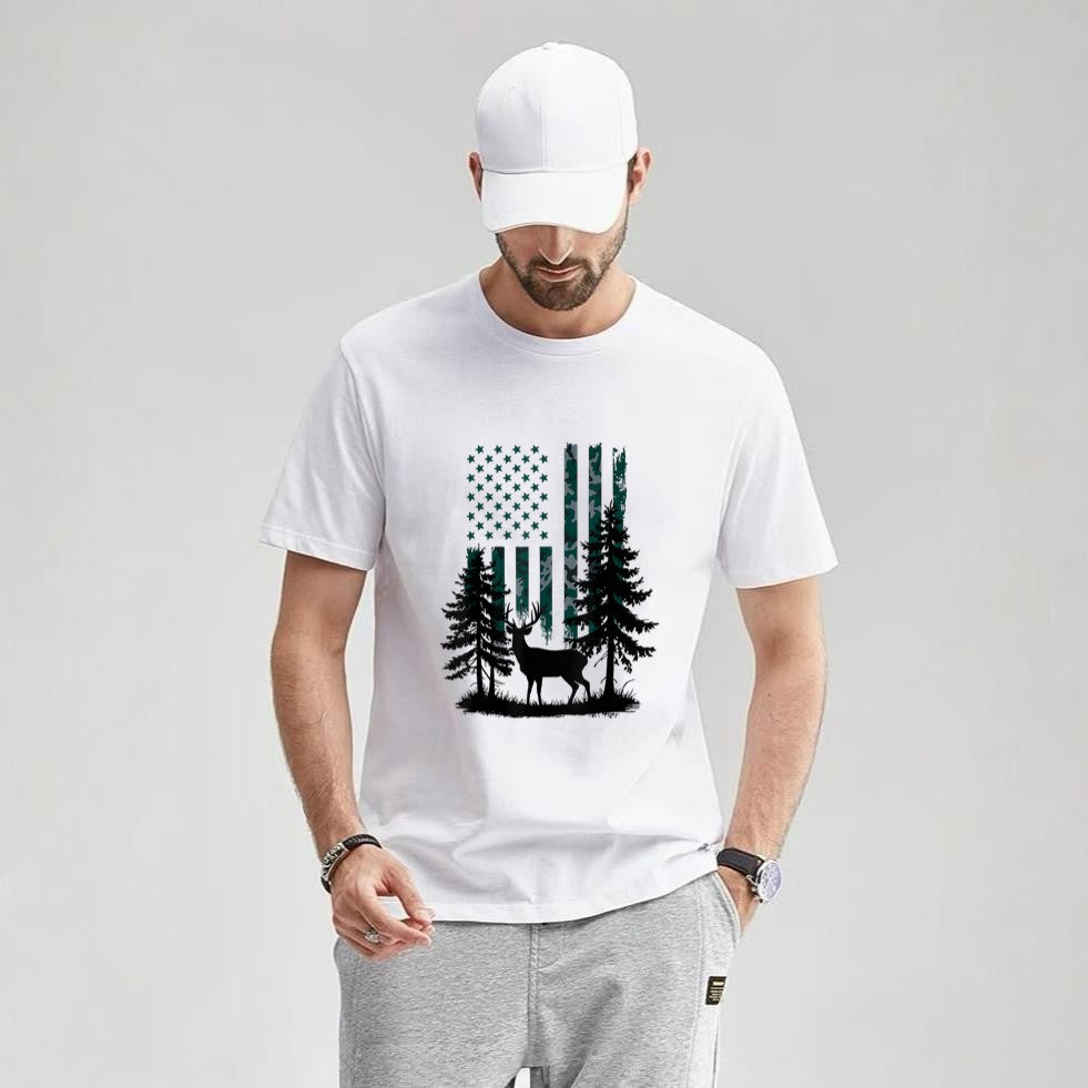 Boys Kids Orange Hunting Deer Hunter Toddler Camo Flag T-Shirt