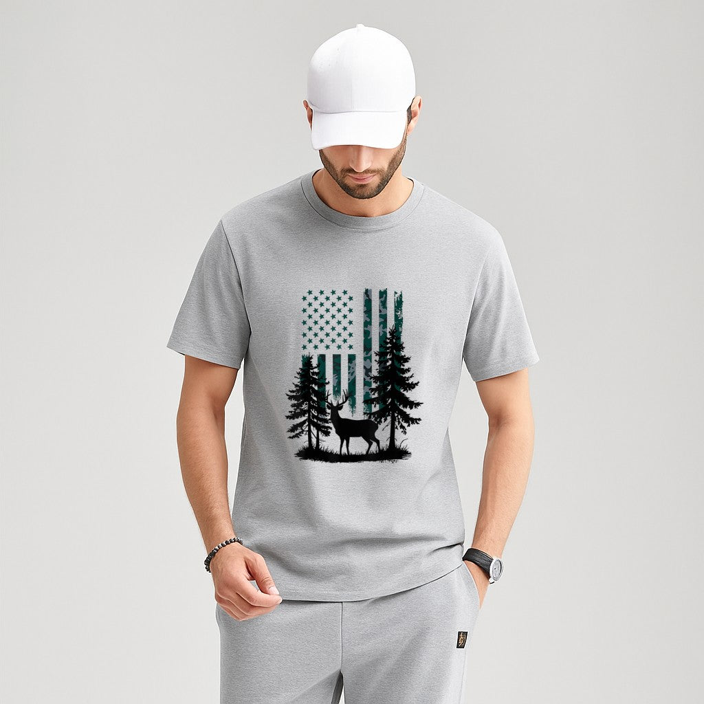 Boys Kids Orange Hunting Deer Hunter Toddler Camo Flag T-Shirt