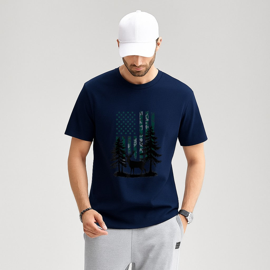 Boys Kids Orange Hunting Deer Hunter Toddler Camo Flag T-Shirt