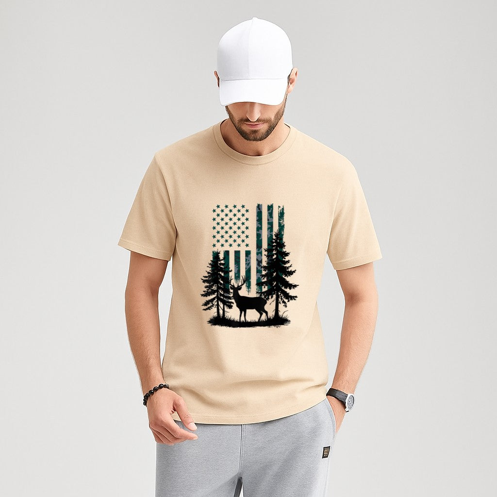 Boys Kids Orange Hunting Deer Hunter Toddler Camo Flag T-Shirt