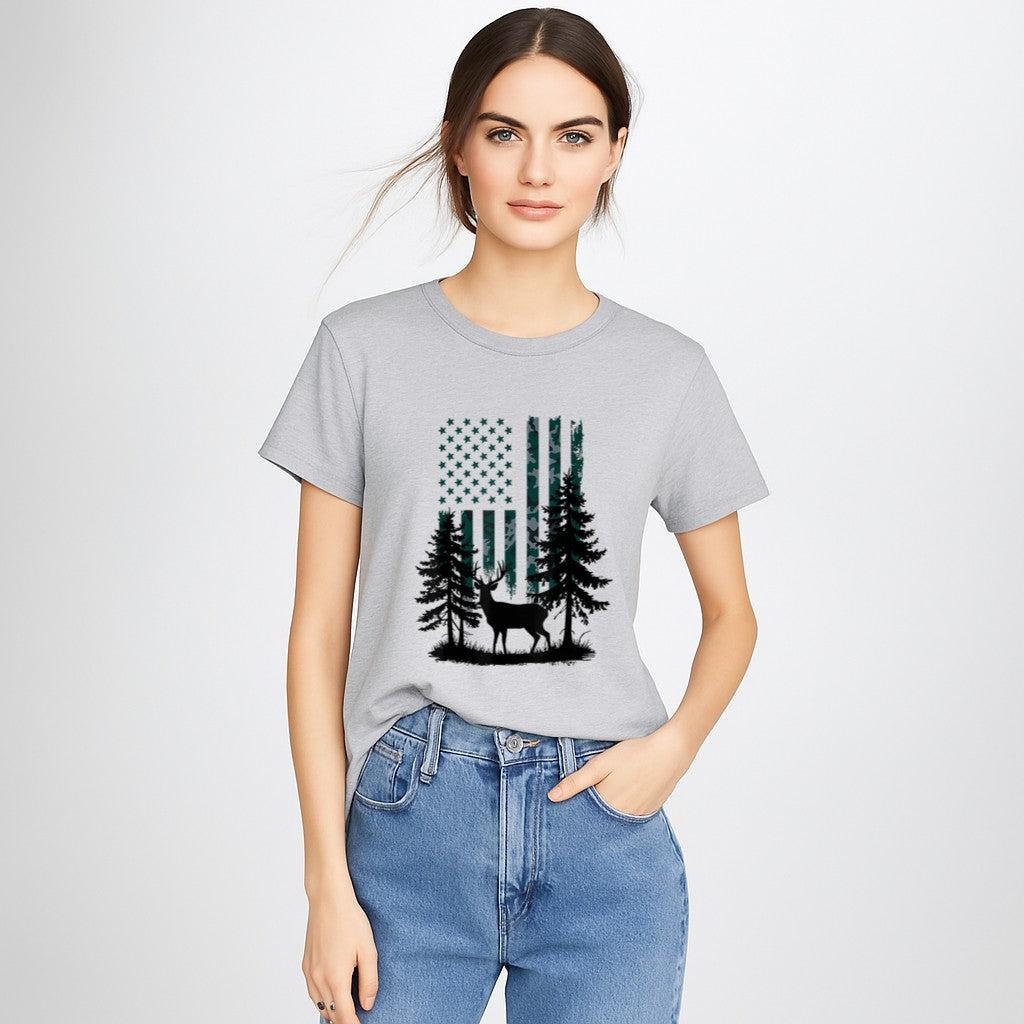 Boys Kids Orange Hunting Deer Hunter Toddler Camo Flag T-Shirt