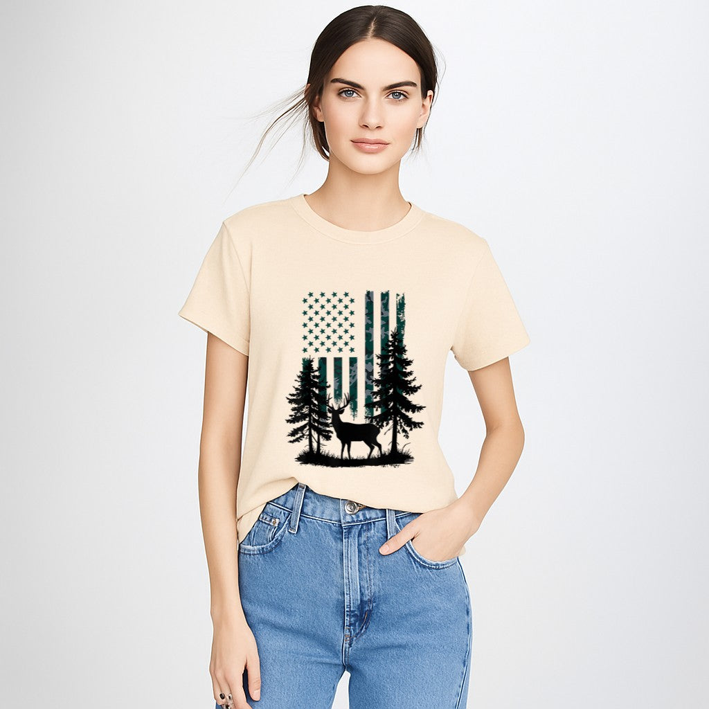 Boys Kids Orange Hunting Deer Hunter Toddler Camo Flag T-Shirt