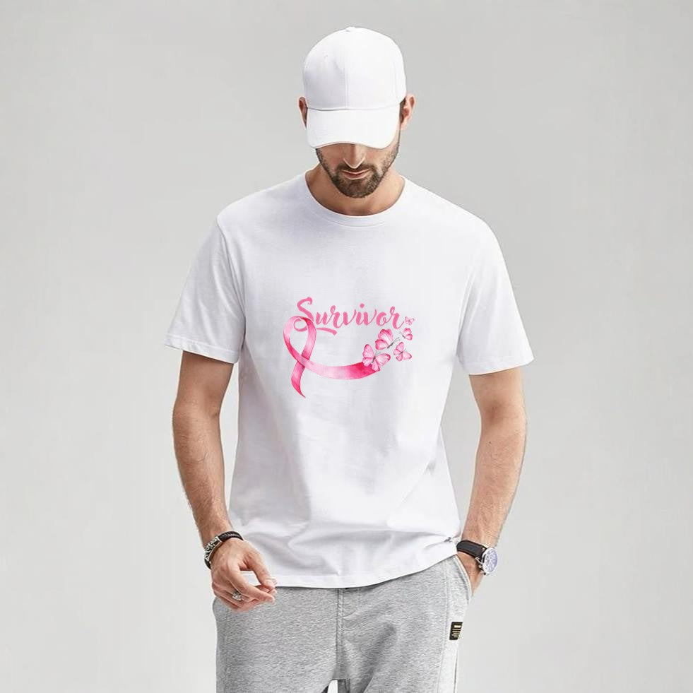 Breast Cancer Awareness Pink Butterflies Band Survivors T-Shirt