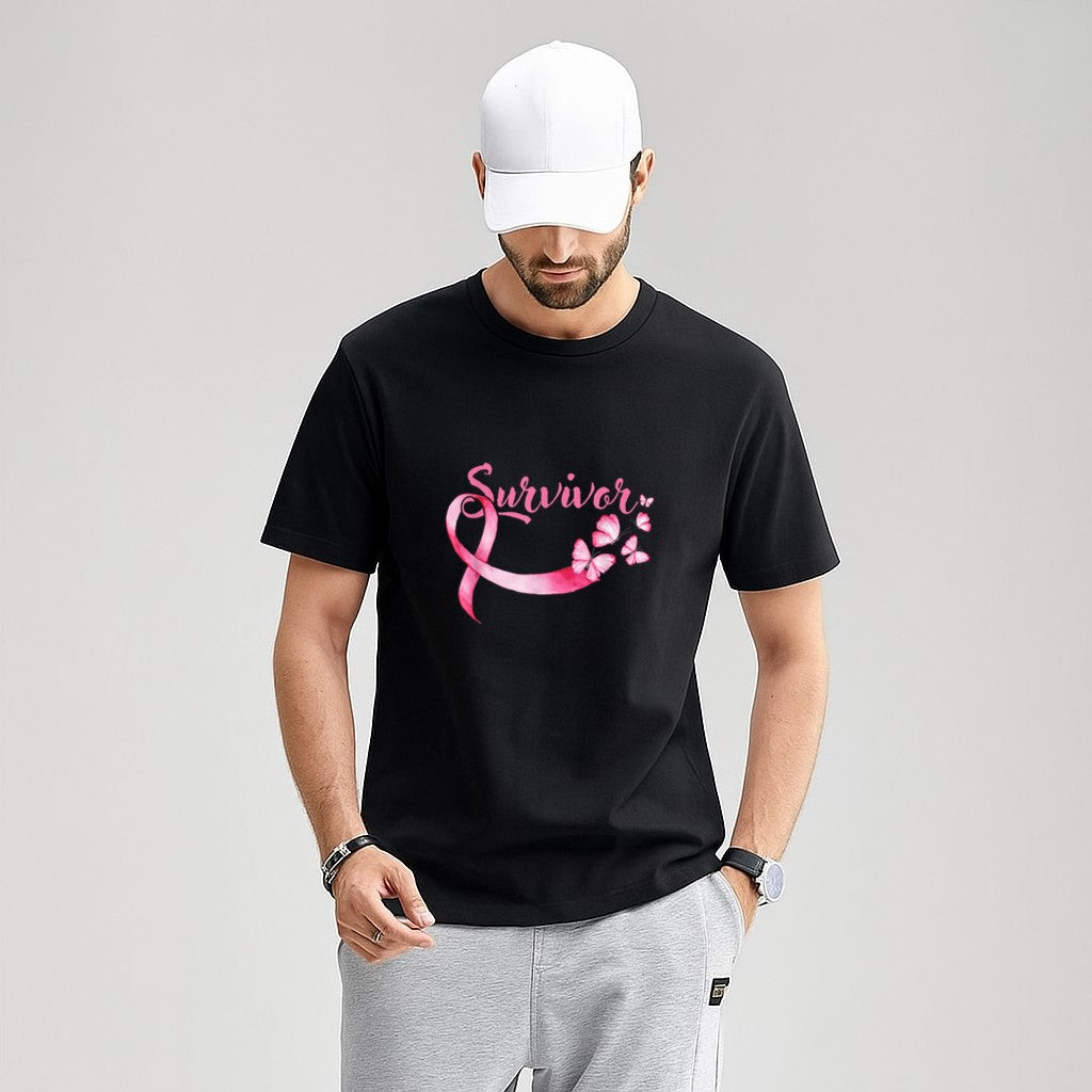 Breast Cancer Awareness Pink Butterflies Band Survivors T-Shirt