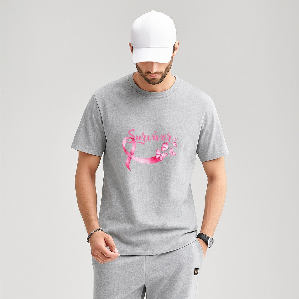 Breast Cancer Awareness Pink Butterflies Band Survivors T-Shirt