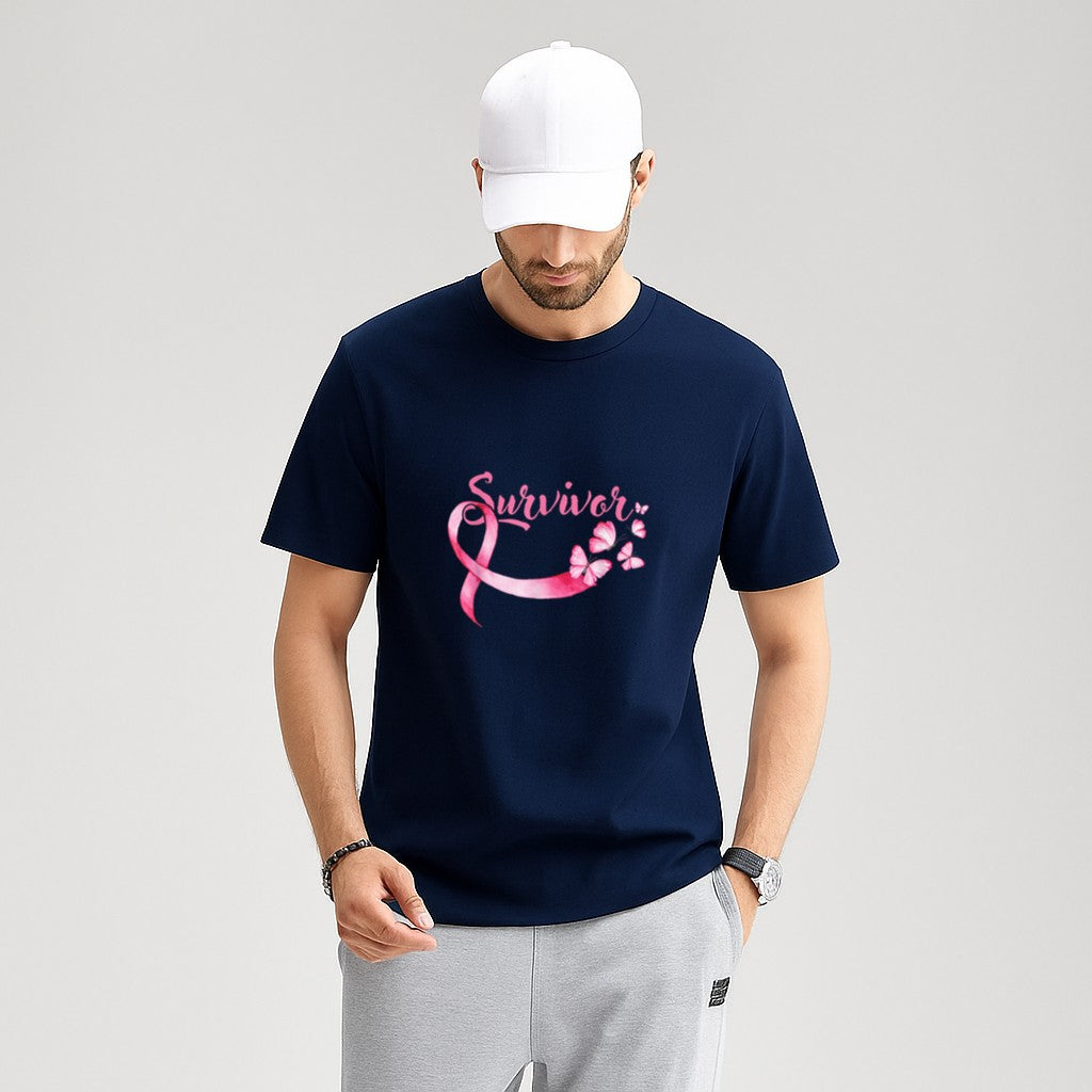 Breast Cancer Awareness Pink Butterflies Band Survivors T-Shirt