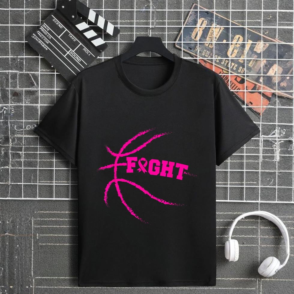 Breast Cancer Fight Basketball Player Pink Ribbon Awareness T-Shirt