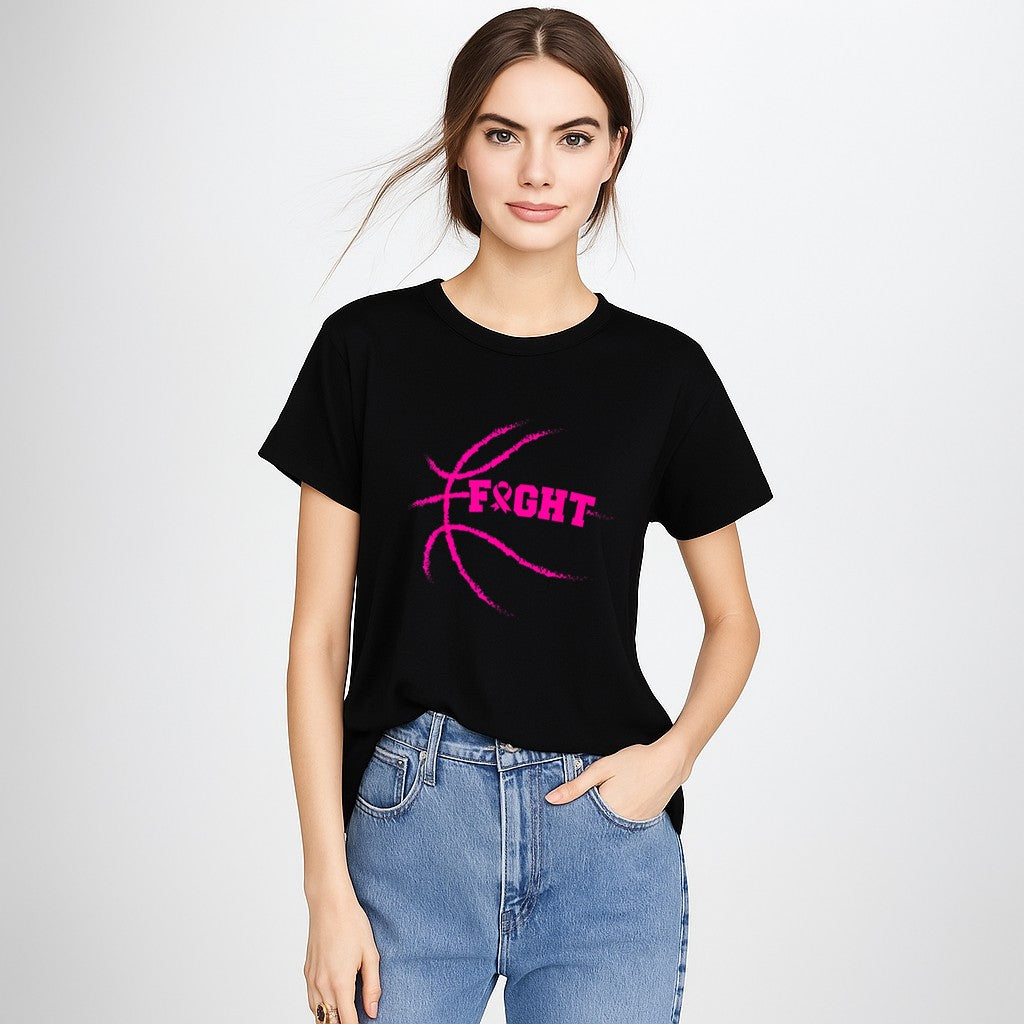 Breast Cancer Fight Basketball Player Pink Ribbon Awareness T-Shirt
