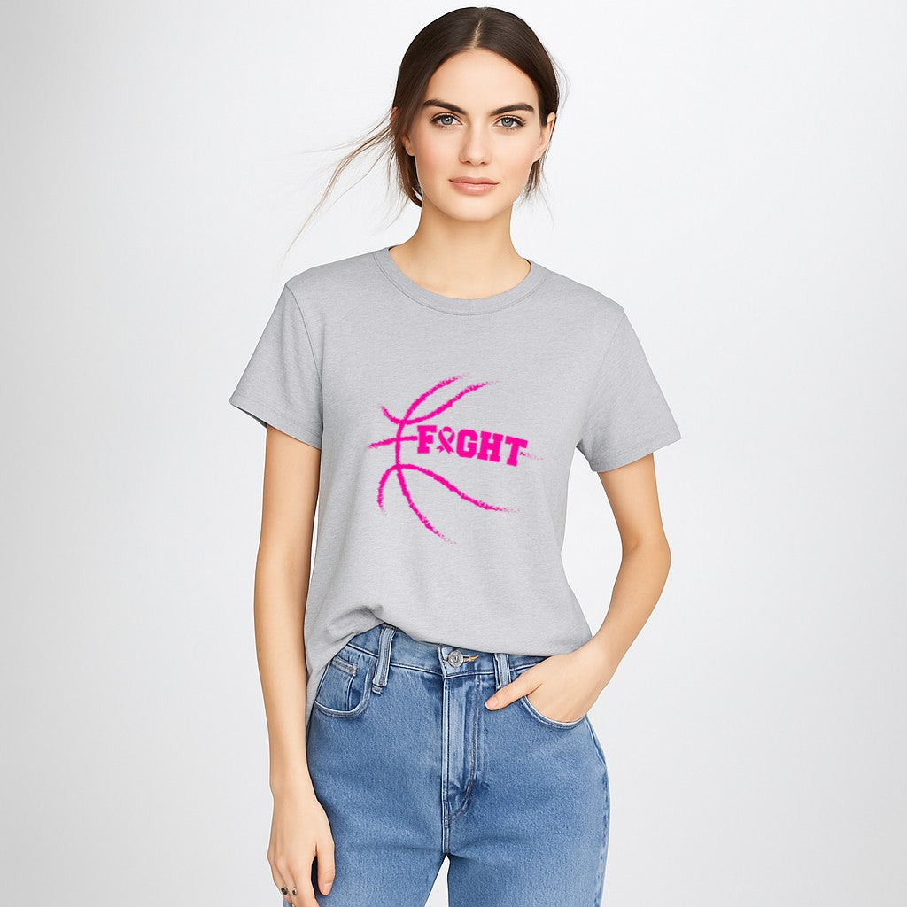 Breast Cancer Fight Basketball Player Pink Ribbon Awareness T-Shirt