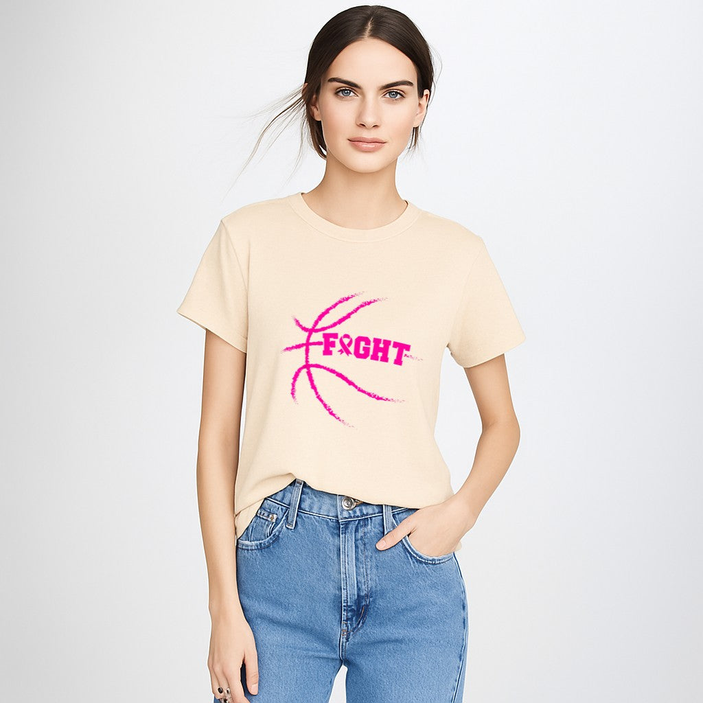 Breast Cancer Fight Basketball Player Pink Ribbon Awareness T-Shirt