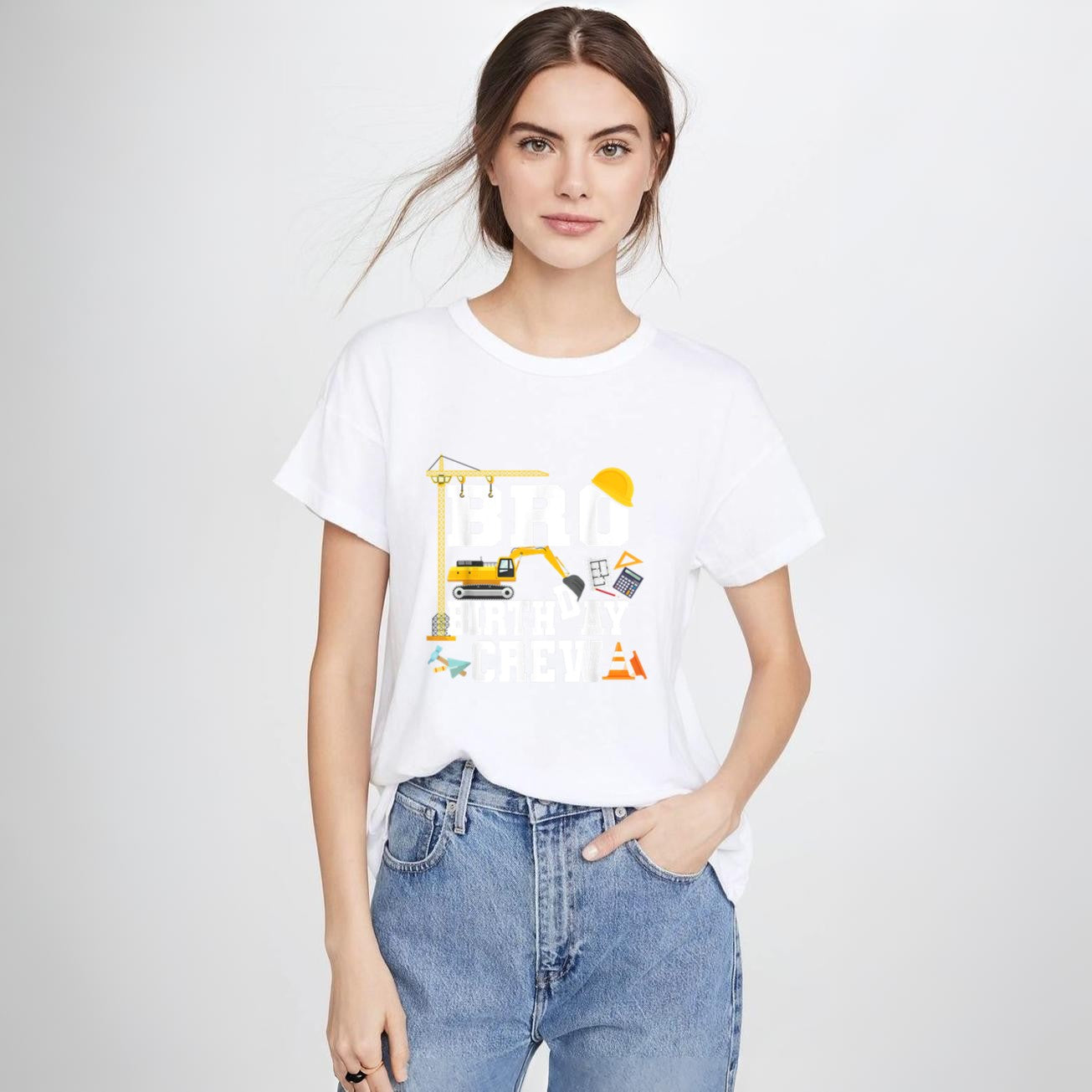 Bro Birthday Crew Shirt Brother Construction Birthday Party T-Shirt