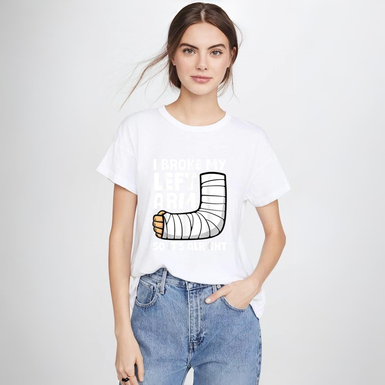 Broken Arm Art For Men Women Left Hand Broken Arm Recovery T-Shirt